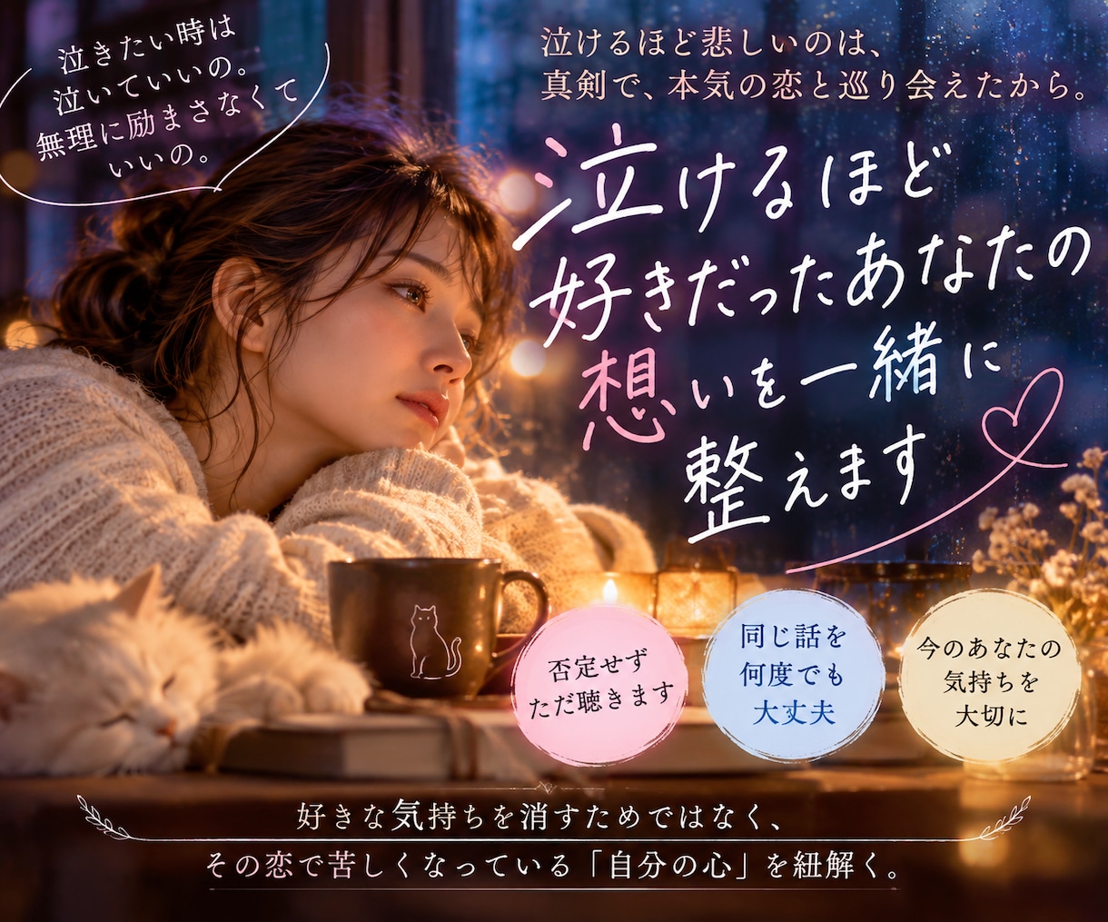 泣けるほど好きだったあなたの想いを一緒に整えます 無理に忘れなくていい｜今の気持ちに寄り添います イメージ1