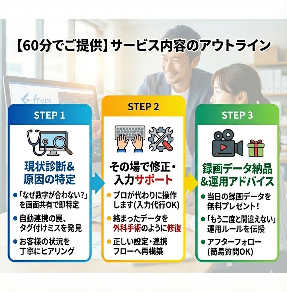 freee最高位5つ星｜60分で即解決します 5つ星認定者がfreee不備を60分で完全修復 イメージ7
