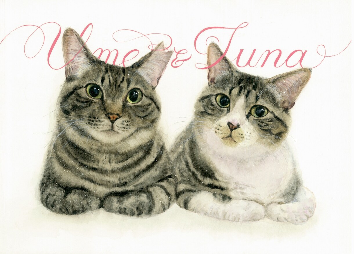 名前入り┊おしゃれなペットの似顔絵を水彩で描きます ┊犬・猫・うさぎ・小動物・鳥さんもOK ┊原画納品 イメージ1