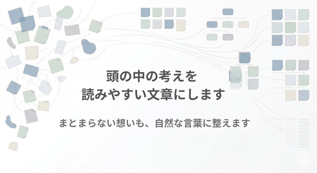 頭の中の考えを、読みやすい文章に整えます うまく言葉にできない想い、自然で伝わる形に整えます イメージ1