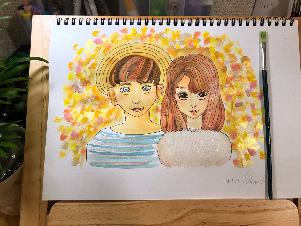 水彩画の手描き似顔絵イラスト描きます 海外風オリジナル似顔絵描きます イメージ5