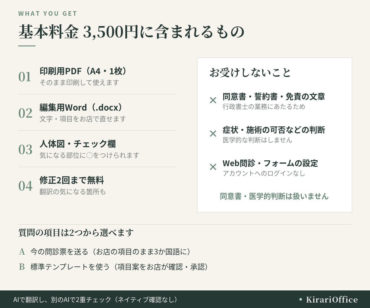 整体院・サロンの日英中の問診票を作ります 外国のお客さまも読んで記入｜日英中の問診票3,500円 イメージ3