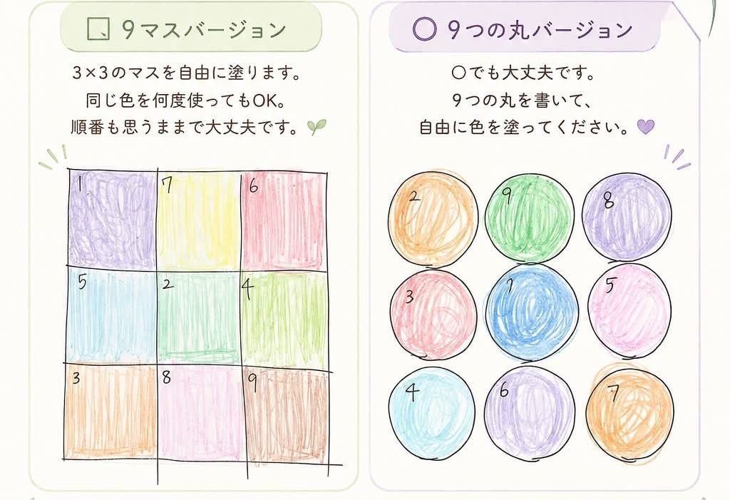 9マスの色から、今の気持ちを一緒に整理します 言葉にしにくいモヤモヤも、色と対話から一緒に整理します イメージ4