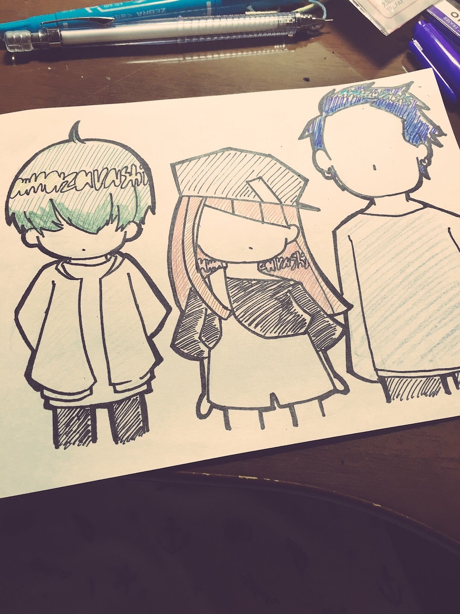 あなたの想像をイラストにします 一回につき3枚、アナログデフォルメイラストです イメージ2