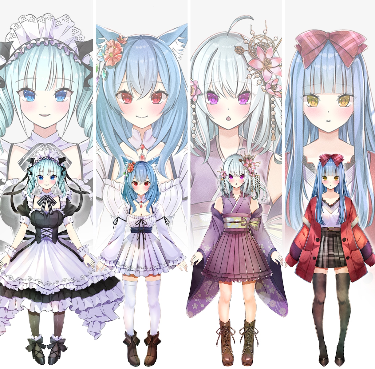 配信用、Vtuber、等身イラストの立ち絵描きます TRPG、ゲーム、IRIAM用の可愛いキャラ制作します イメージ1