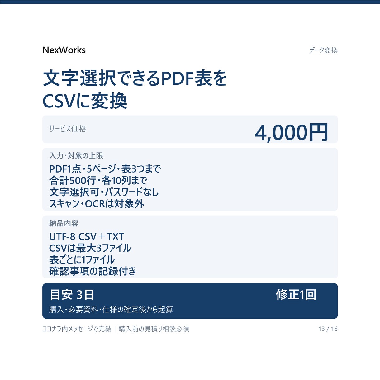 文字選択できるPDF表をCSVにします テキストPDF限定｜5ページ・表3つまで イメージ1