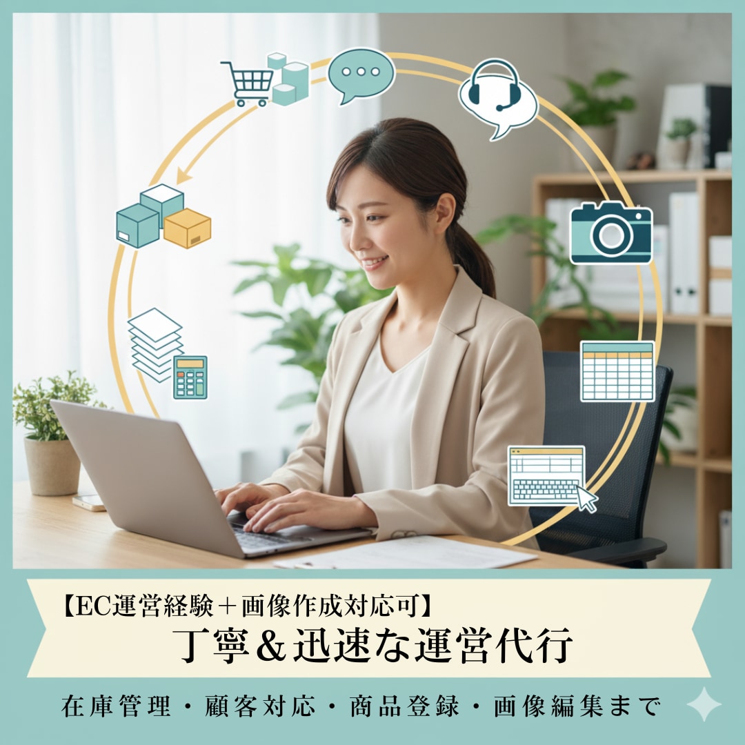 商品登録・在庫管理・顧客対応・画像編集まで行います 【EC運営経験＋画像作成対応可】丁寧＆迅速なEC運営代行 イメージ1