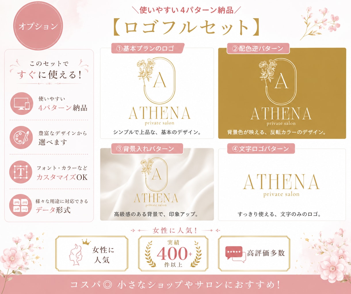 セミオーダー✨サロン開業セットのデザイン作ります ロゴ・名刺ショップカード・LINEリッチメニュー・メニュー表 イメージ7
