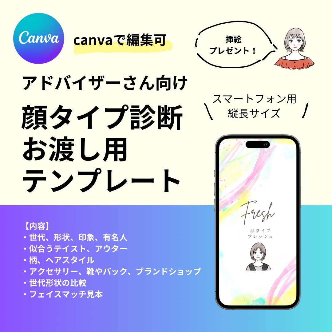 顔タイプ診断お渡し用テンプレートお渡しします 面倒な資料作成なし！テキストと画像を変えるだけ イメージ1