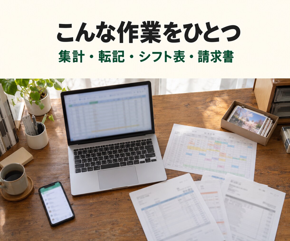 お店の月末集計や転記をひとつ自動化します 毎月の「またこれか」を、ボタン1つに イメージ2