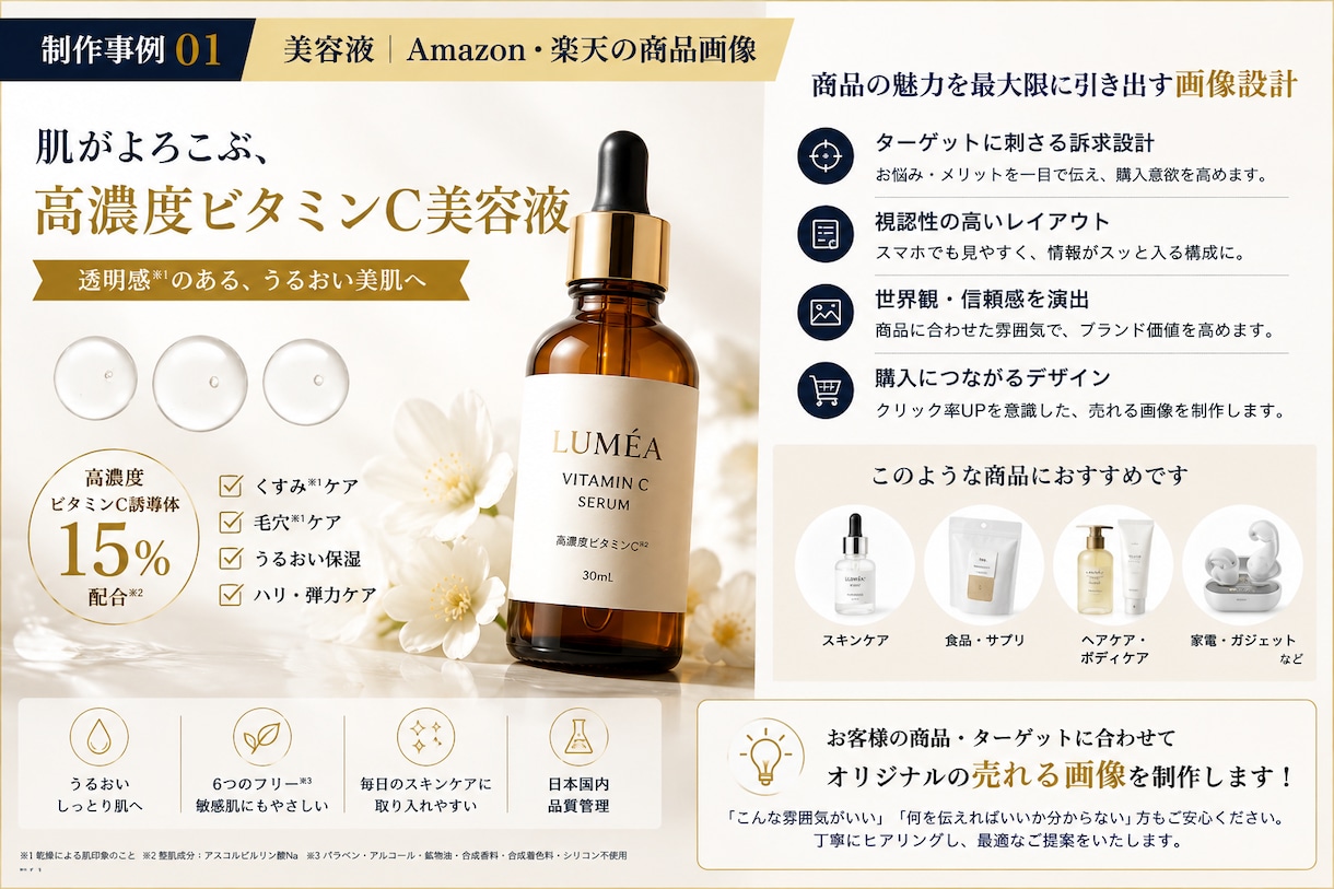 商品の魅力が伝わるEC商品画像を制作します Amazon・楽天対応｜1枚から丁寧に制作します イメージ4