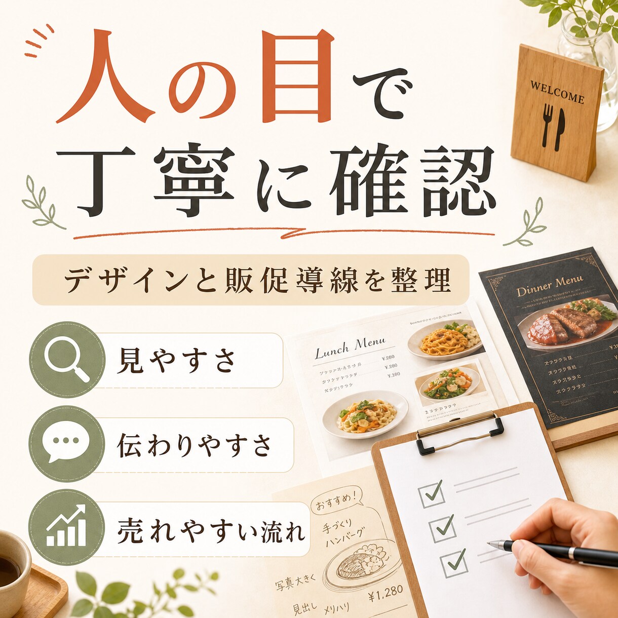メニュー表の売れ方を整えます 注文率UPを意識したメニューへ イメージ8