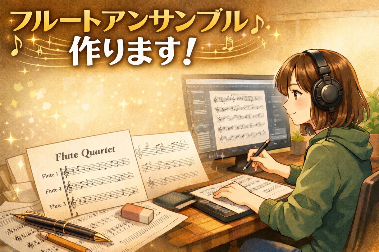 フルートアンサンブル作ります お好きな楽曲をフルートアンサンブルに編曲します！ イメージ1