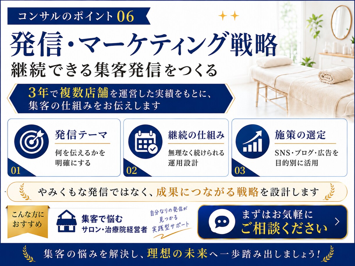 サロン・治療院経営者向けに集客のご相談に乗ります 3年で11店舗経営できた秘密教えます。 イメージ7