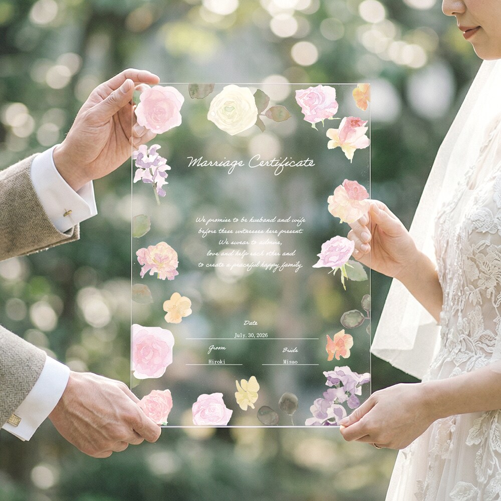 送料無料 薔薇の結婚証明書作ります 選べるアクリルorキャンバス！特別な一日のための証明書です。 イメージ1