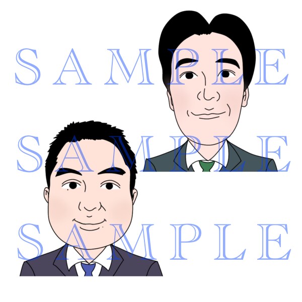 人数増えるとお得！商用OK！男性の似顔絵描きます ビジネスや名刺にも最適！大人数でお得に！広告宣伝画像に！ イメージ7