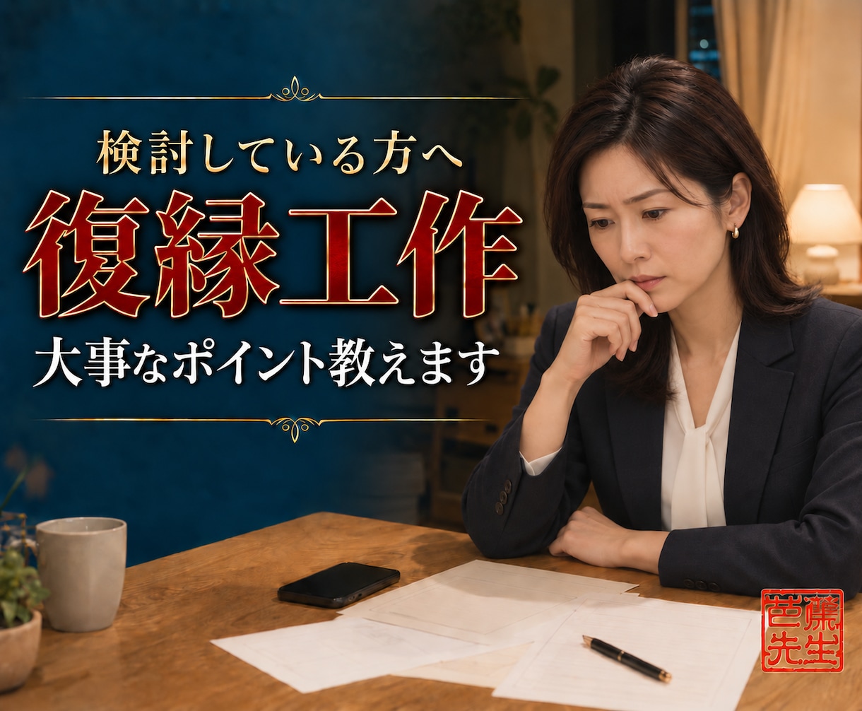 復縁工作を検討している方へ大事なポイント教えます 復縁工作を依頼するなら　必ず押さえてほしいたった一つのこと イメージ1