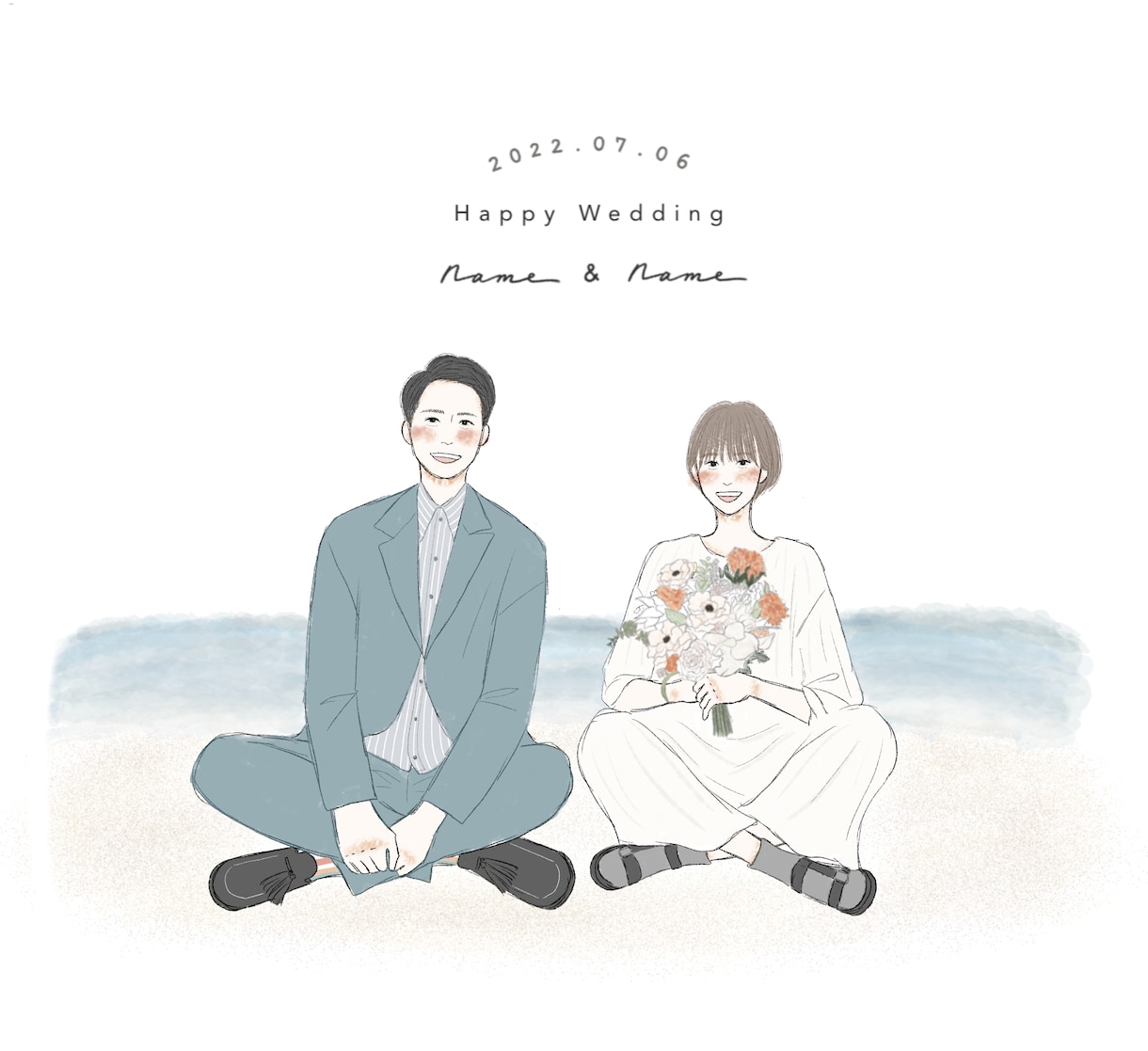即対応 ◎！ゆる〜い大人可愛い似顔絵を描きます 記念日・婚姻届・プレゼント・ウェルカムボードなど イメージ1