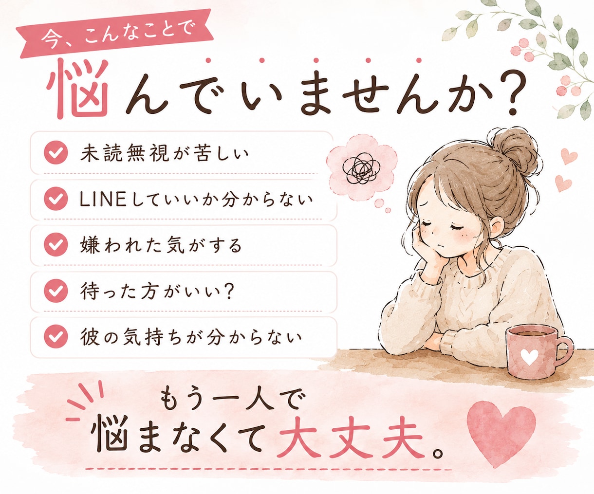 復縁・未読無視・既読無視などのお悩みを読み解きます 彼との関係を整理し、これからどうしたらいいか一緒に考えますよ イメージ2