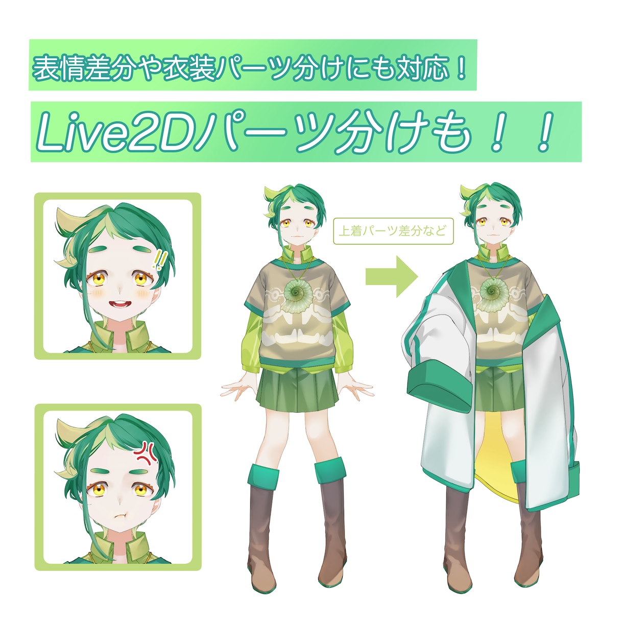 今だけ30%OFF！配信向け立ち絵描きます イラストのパーツ分け、表情差分！！対応可！！ イメージ3