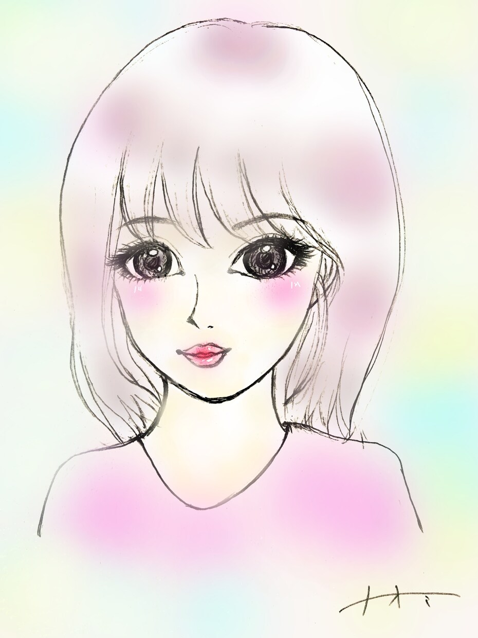 可愛いキラキラ似顔絵お描きします ぱっちり魅力的なキラキラ瞳の似顔絵仕上げます イメージ4