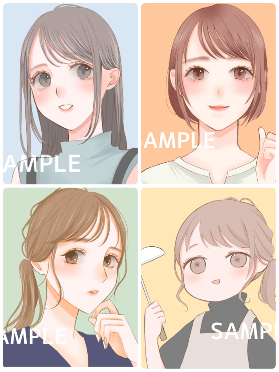 アイコンにおすすめ♡可愛いイラストお描きします 似顔絵風・デフォルメ・イメージイラストなどもお受け致します◎ イメージ1