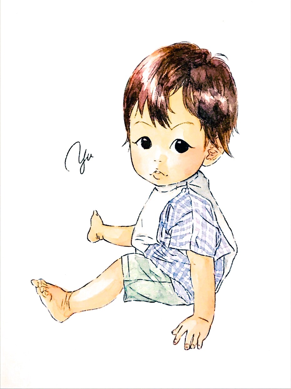 こどもの可愛い似顔絵描きます こどものほっこりかわいい水彩画似顔絵 イメージ6