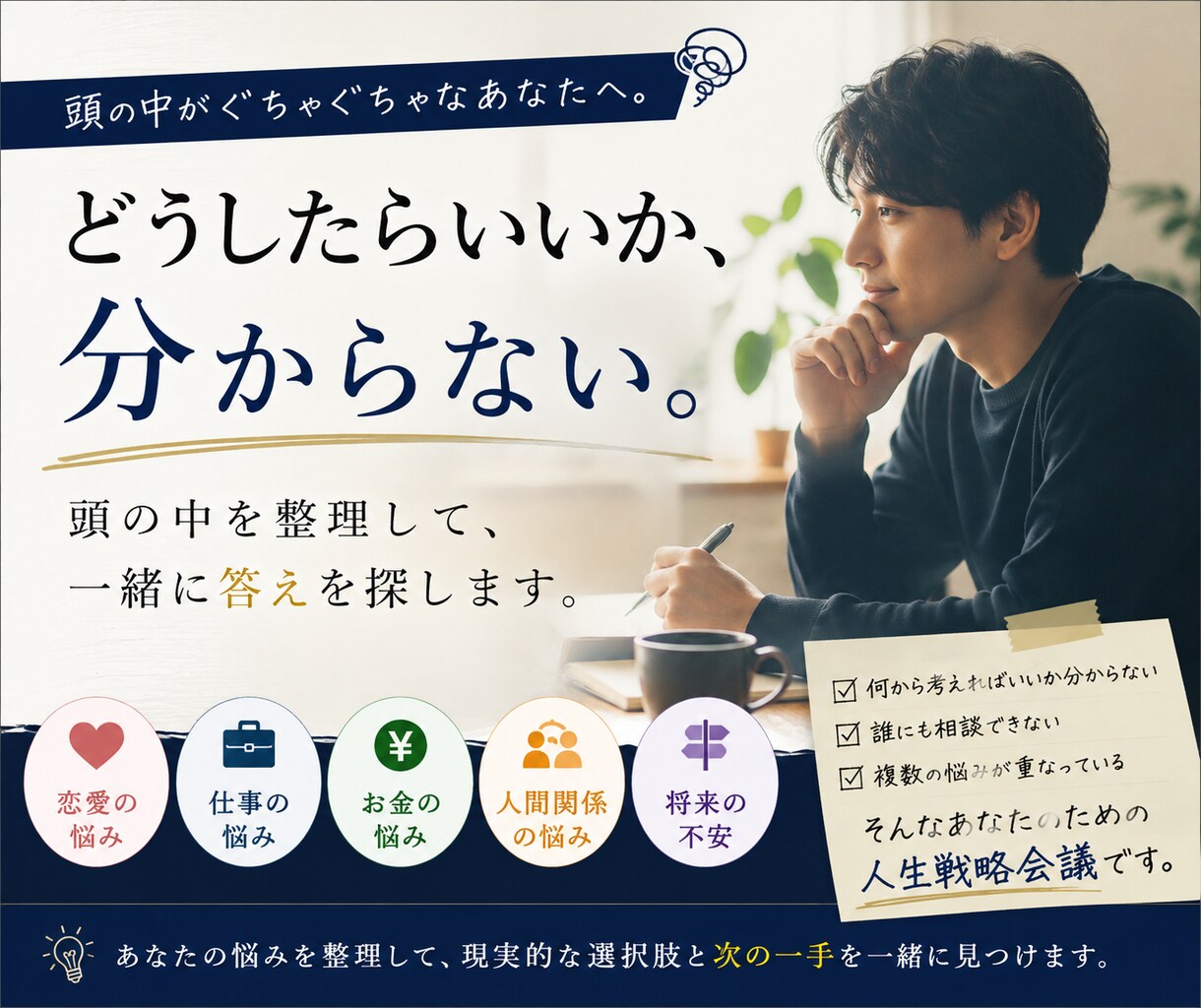 悩みを整理して答えを一緒に考えますます 頭の中がぐちゃぐちゃでも大丈夫です イメージ1