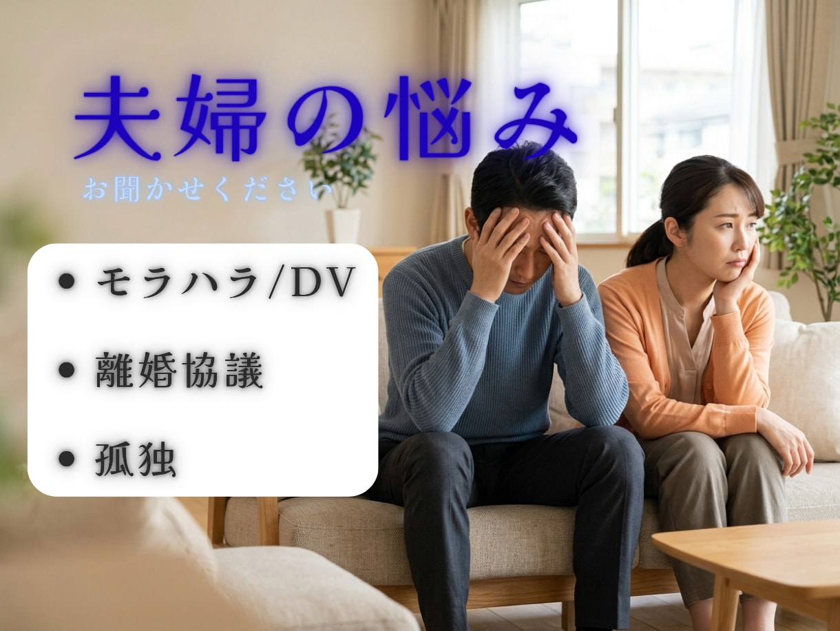 モラハラ・離婚を乗り越えた男性が親身に聴きます モラハラ・夫婦関係の悩み｜誰にも言えない心の重荷を吐き出し イメージ1