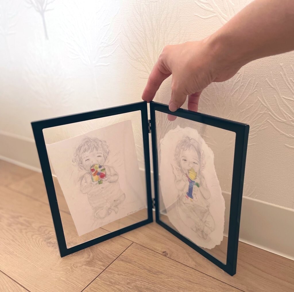 お子さまの絵を描きます 柔らかいタッチの鉛筆画とちぎり絵のmix画法 イメージ3