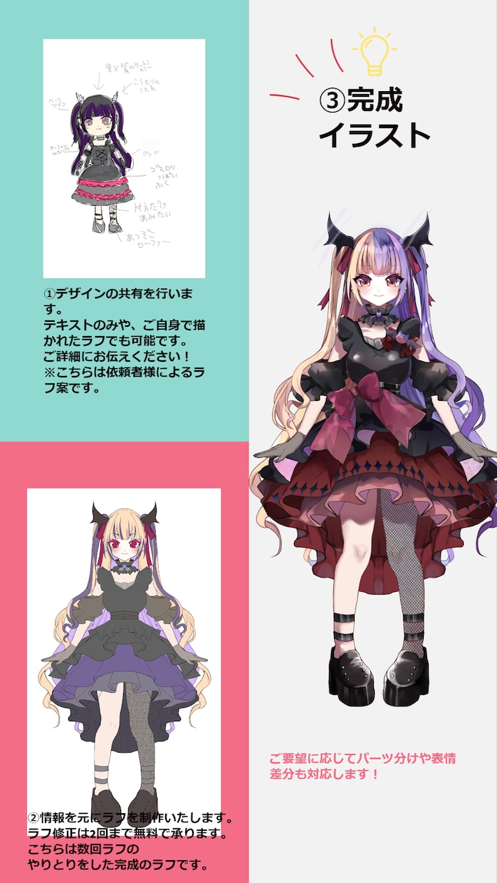 可愛い女の子のイラスト、キャラデザ描きます Vや歌ってみた動画などにイラストが欲しいかた！ イメージ8