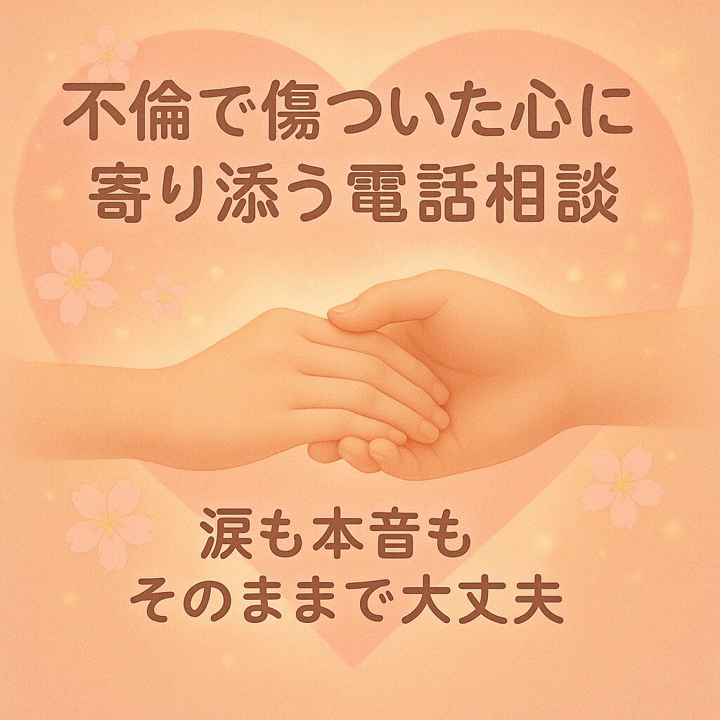 不倫による傷ついた心に寄り添います 涙も本音もそのままで大丈夫。自分を取り戻す電話相談です。 イメージ1
