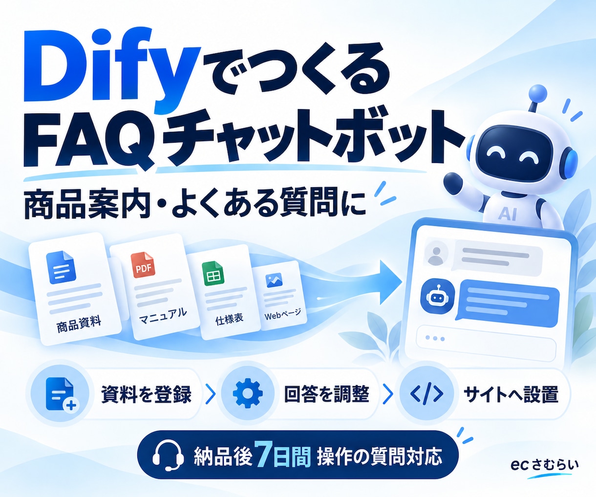 DifyでFAQチャットボットを導入します よくある質問への回答を整え、サイトへの設置を支援 イメージ2