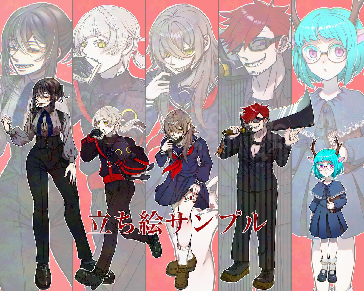 表情差分付きの立ち絵イラスト制作致します 差分二つサービス中！TRPGや動画用素材にどうぞ！ イメージ3