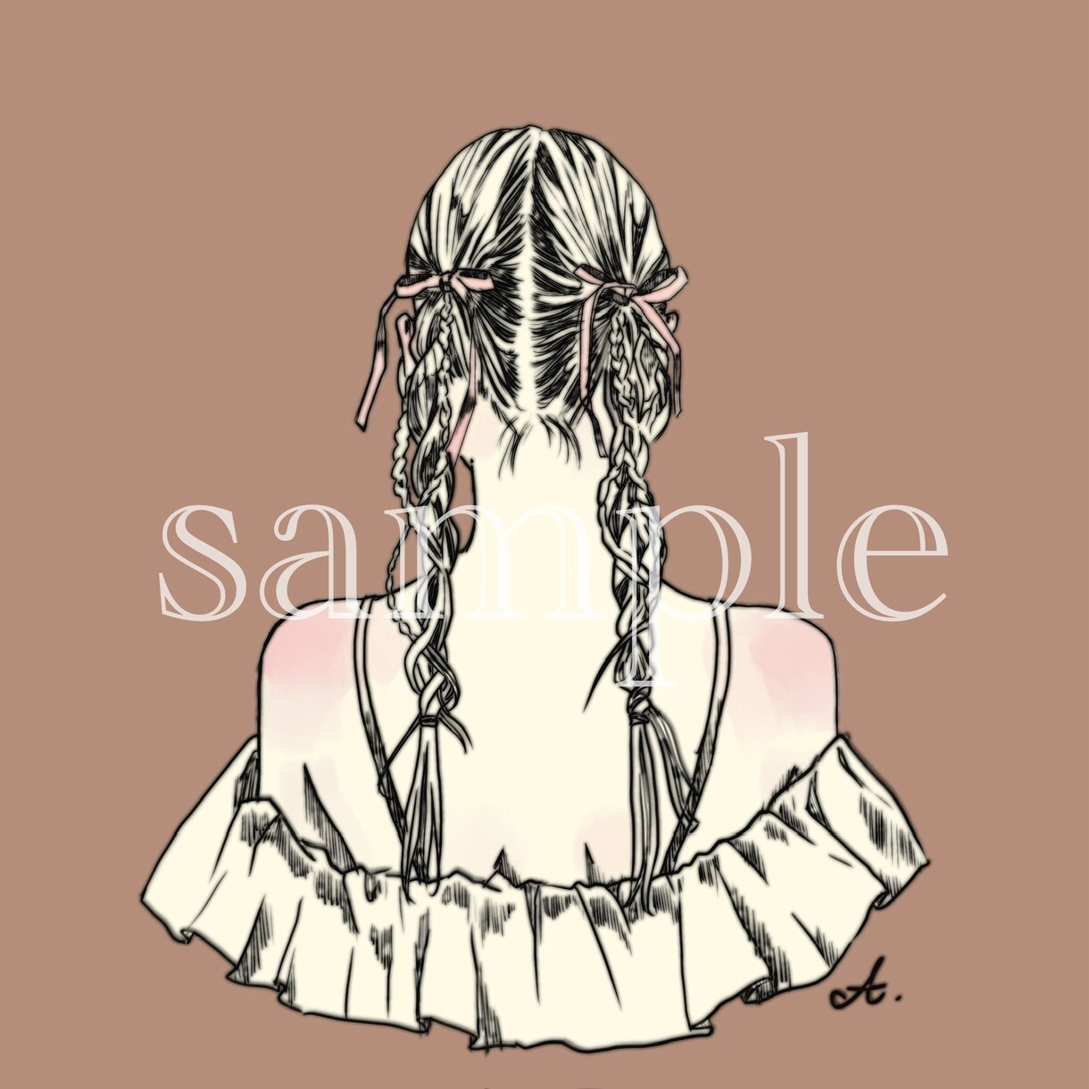 お写真を元にかわいい後ろ姿描きます 身バレ防止のかわいい後ろ姿アイコン イメージ5