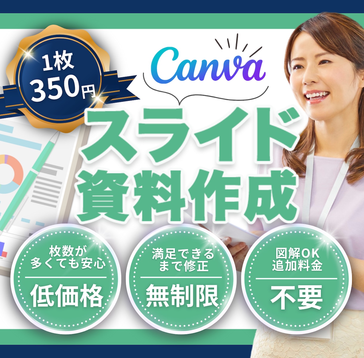 心を掴むスライド資料を低コストで制作します 「分かりやすい×おしゃれ」なのに、効率化&低コストが叶う！ イメージ1