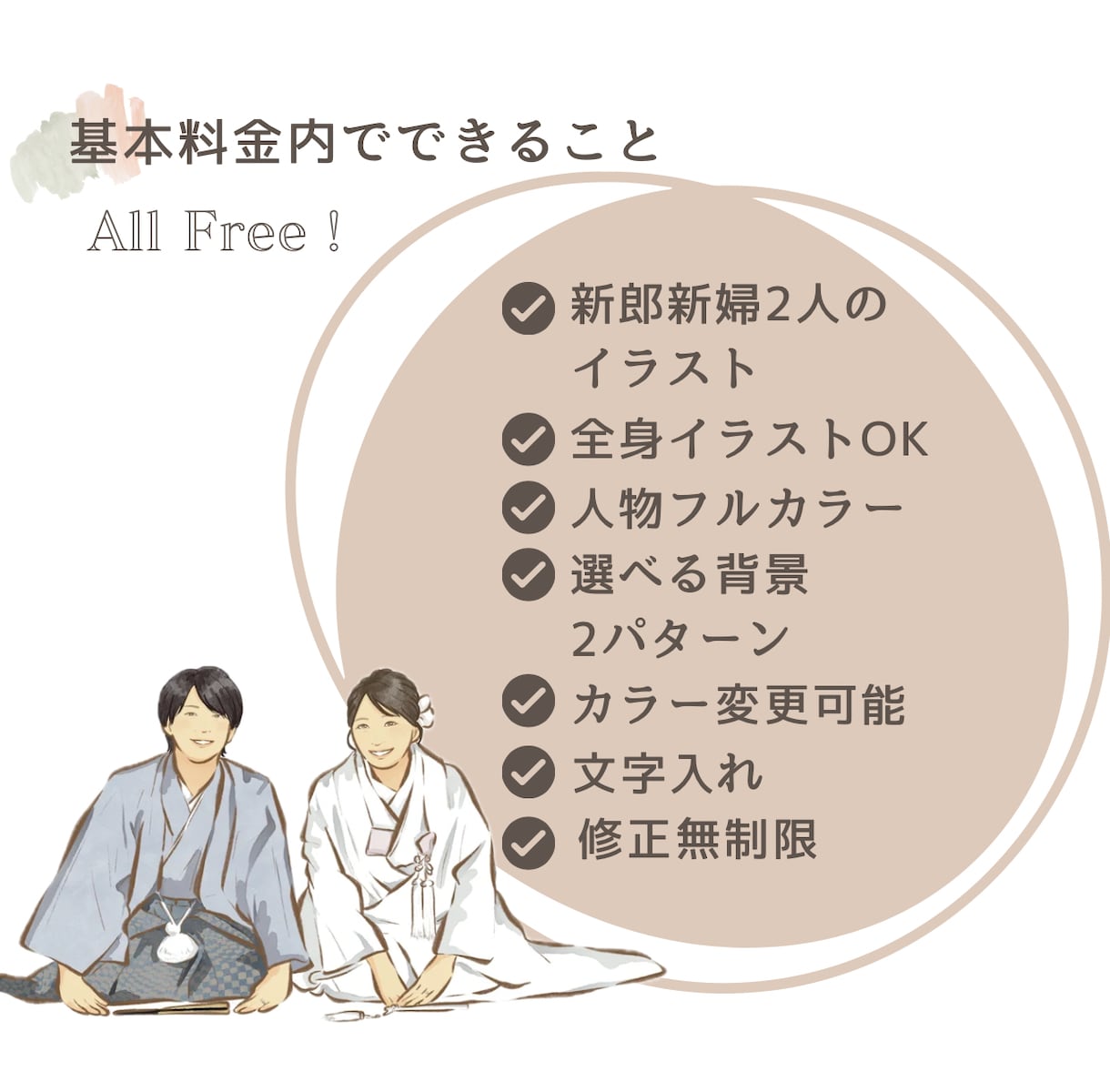 結婚式の似顔絵、両親贈呈品イラスト描きます シンプルでおしゃれ可愛いウェディングイラスト♡両親贈呈品にも イメージ4