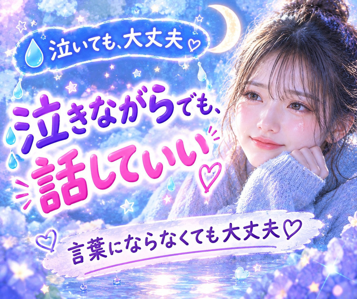 今すぐ泣きたいあなたの気持ちを優しく包み込みます 恋愛相談/人間関係/愚痴/不安/孤独/泣きたい夜/ストレス イメージ4