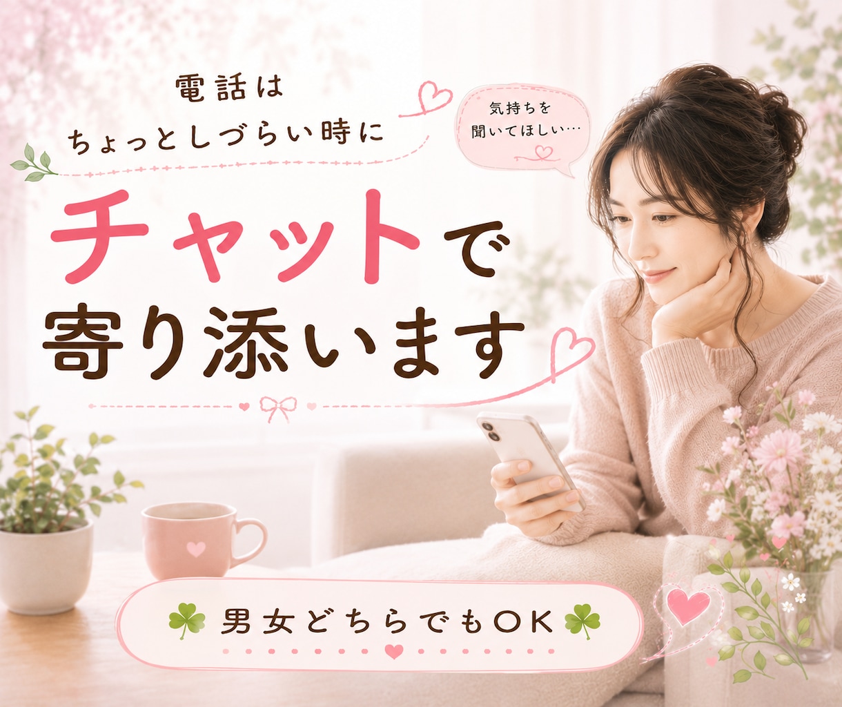 あなたの味方♥️24時間チャットで寄り添います 話し相手/雑談/愚痴/悩み/ペット自慢/ イメージ3