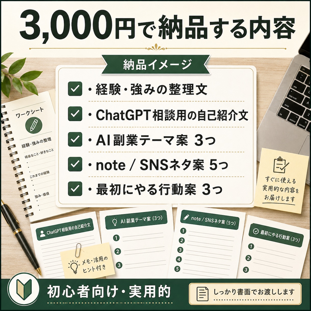 AI副業の最初の一歩を整理します 経験・強み・発信テーマを一緒に整理します イメージ2