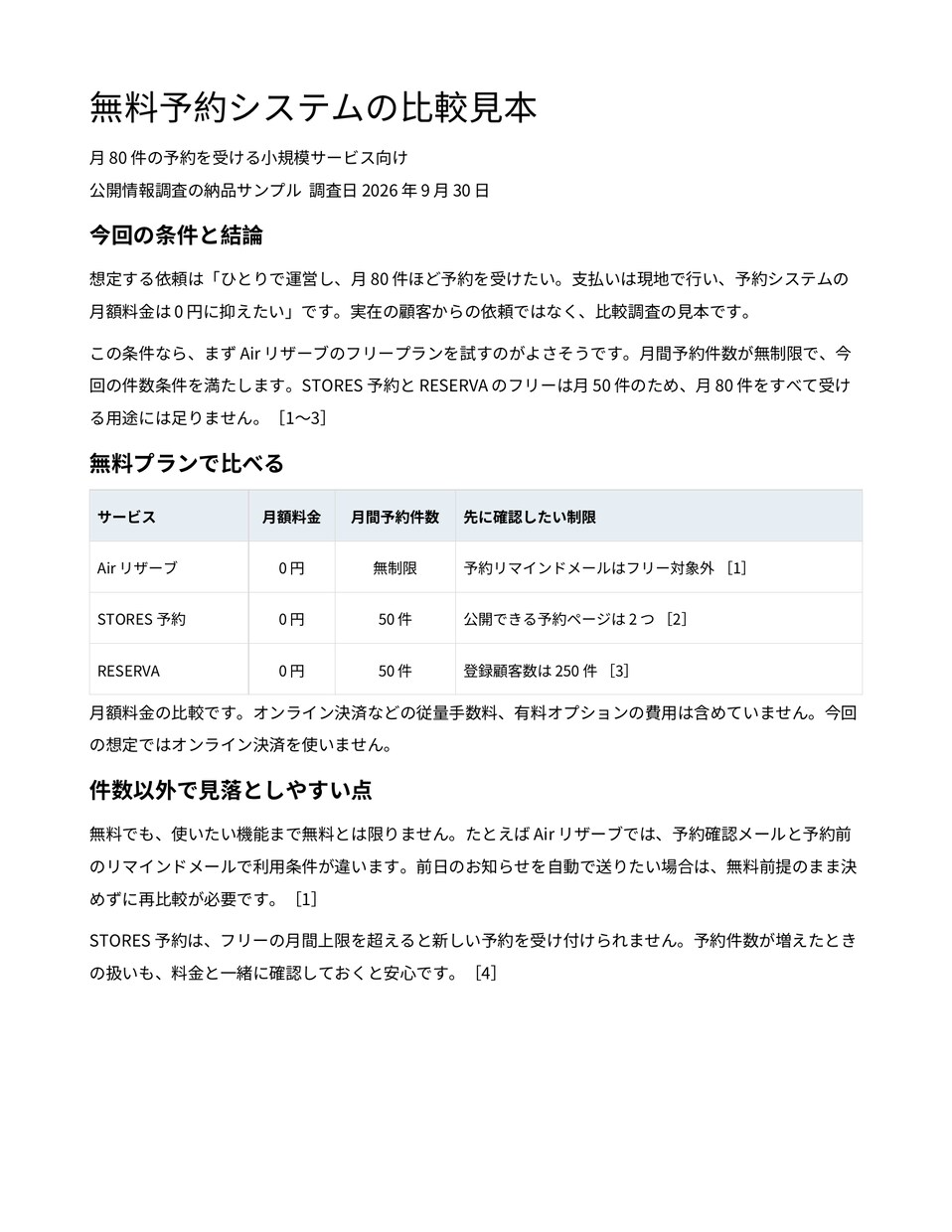 商品やサービスの公式情報を比較資料にまとめます 料金・条件の違いを整理。出典付きの比較表をWordで納品 イメージ2