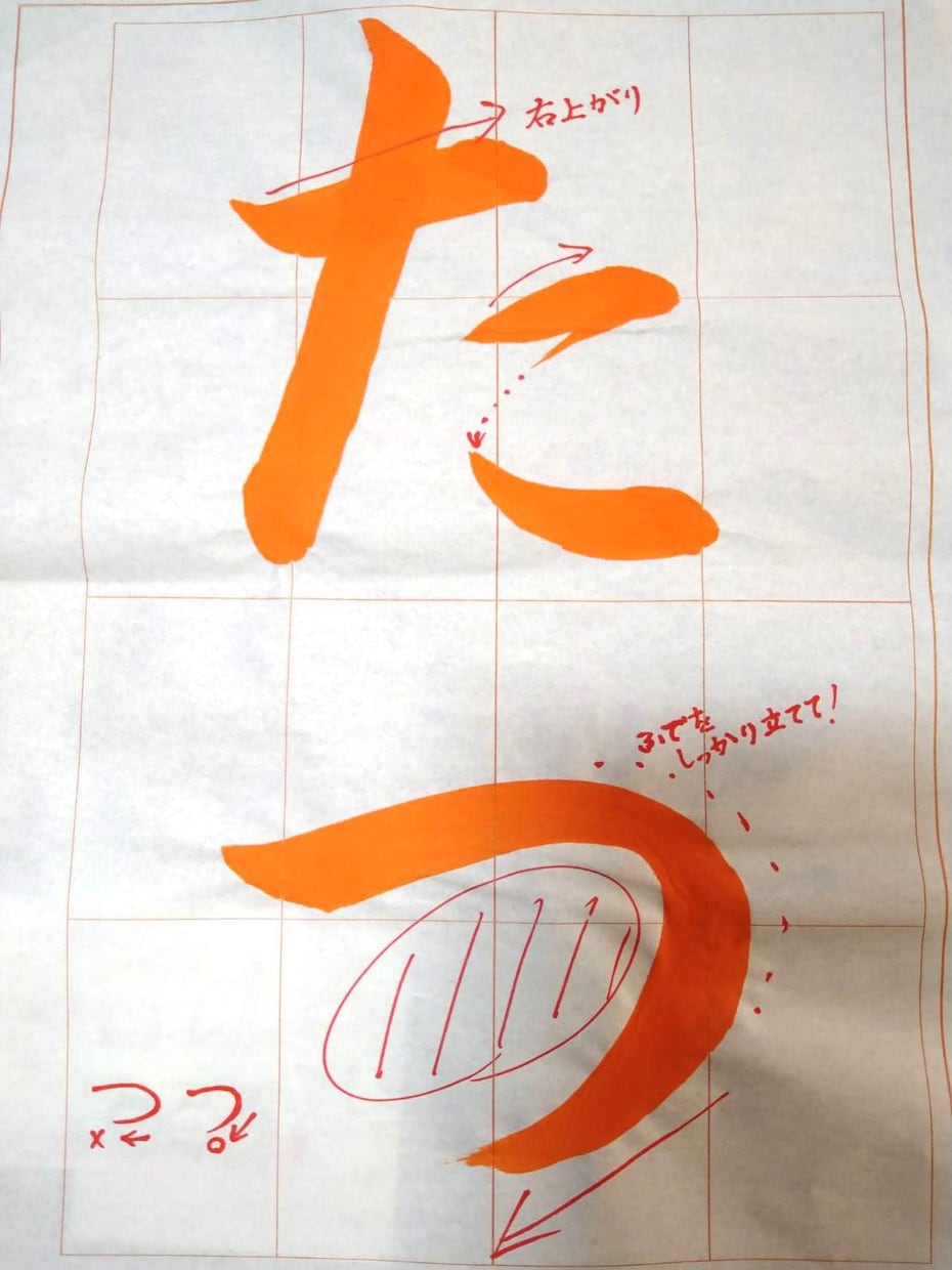 夏休みの習字の学校課題、原寸大お手本書きます 「罫線」の入った半紙で「ポイントの書き込み」つき♪ イメージ1