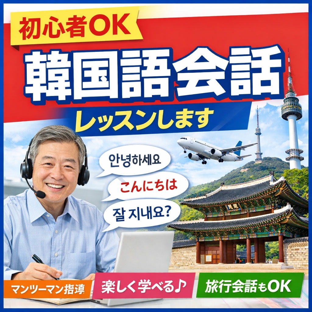 初心者OK｜韓国語会話レッスンします 初心者でも安心して学べる韓国語会話 イメージ1