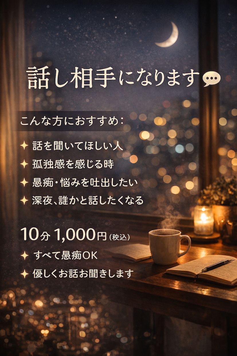 寂しい夜に落ち着いた声でお話しますます 眠れない夜の話し相手になります イメージ3