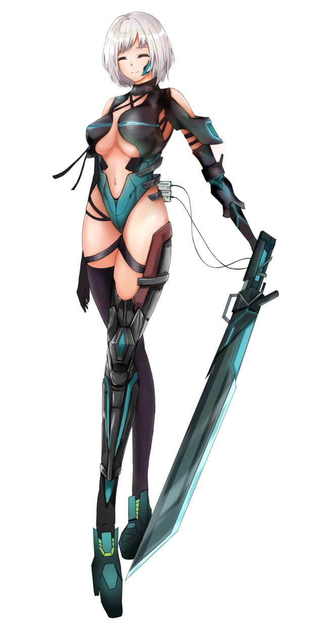 キャラクター立ち絵の販売をいたします キャラクター表情差分５種　アーマー系少女 イメージ6