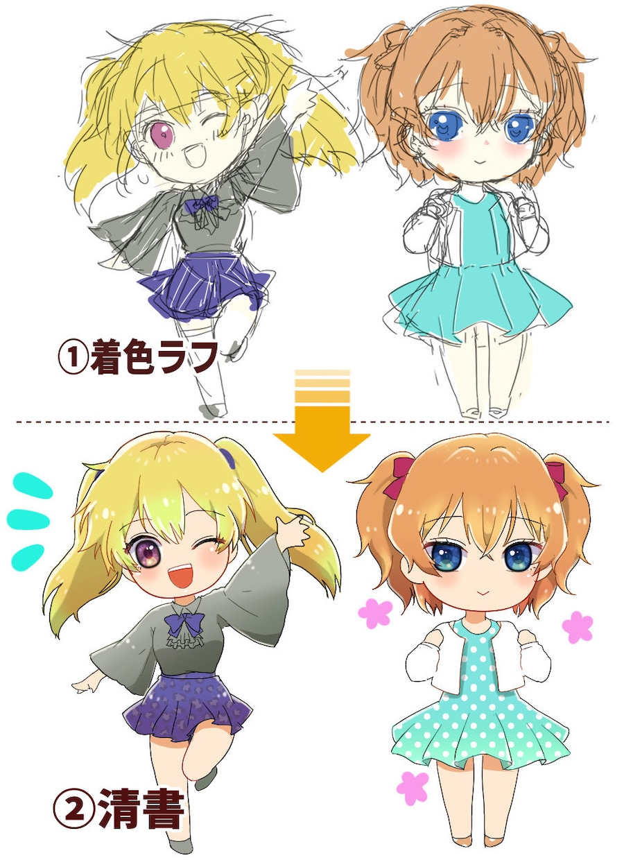 可愛いミニキャラ描きます SNSやyoutubeなどでご使用いただけるミニキャラです イメージ2