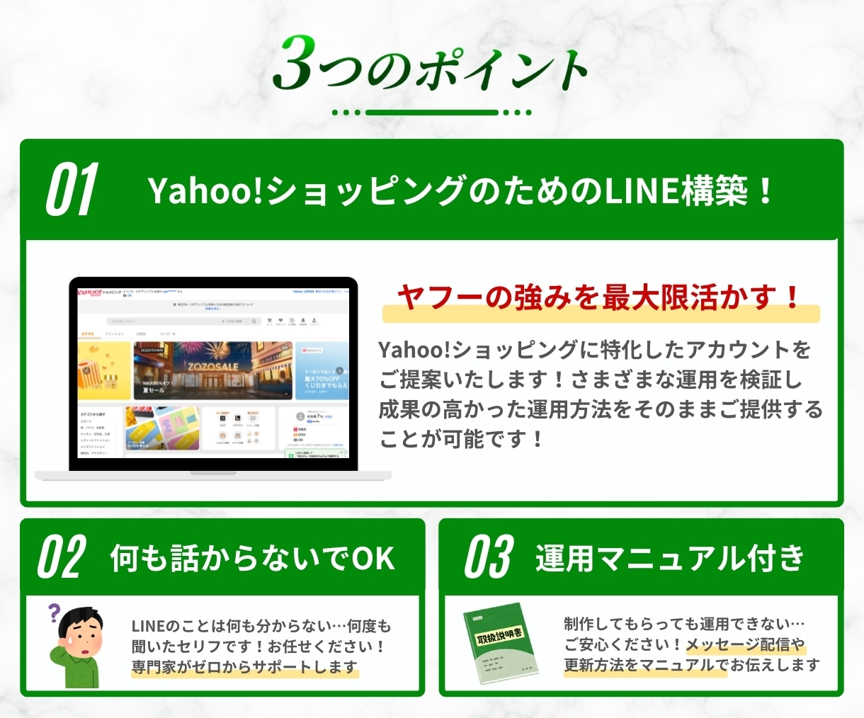 ヤフショで戦うLINE公式アカウント構築します Yahoo!ショッピングの専門家がゼロからご提案！ イメージ3