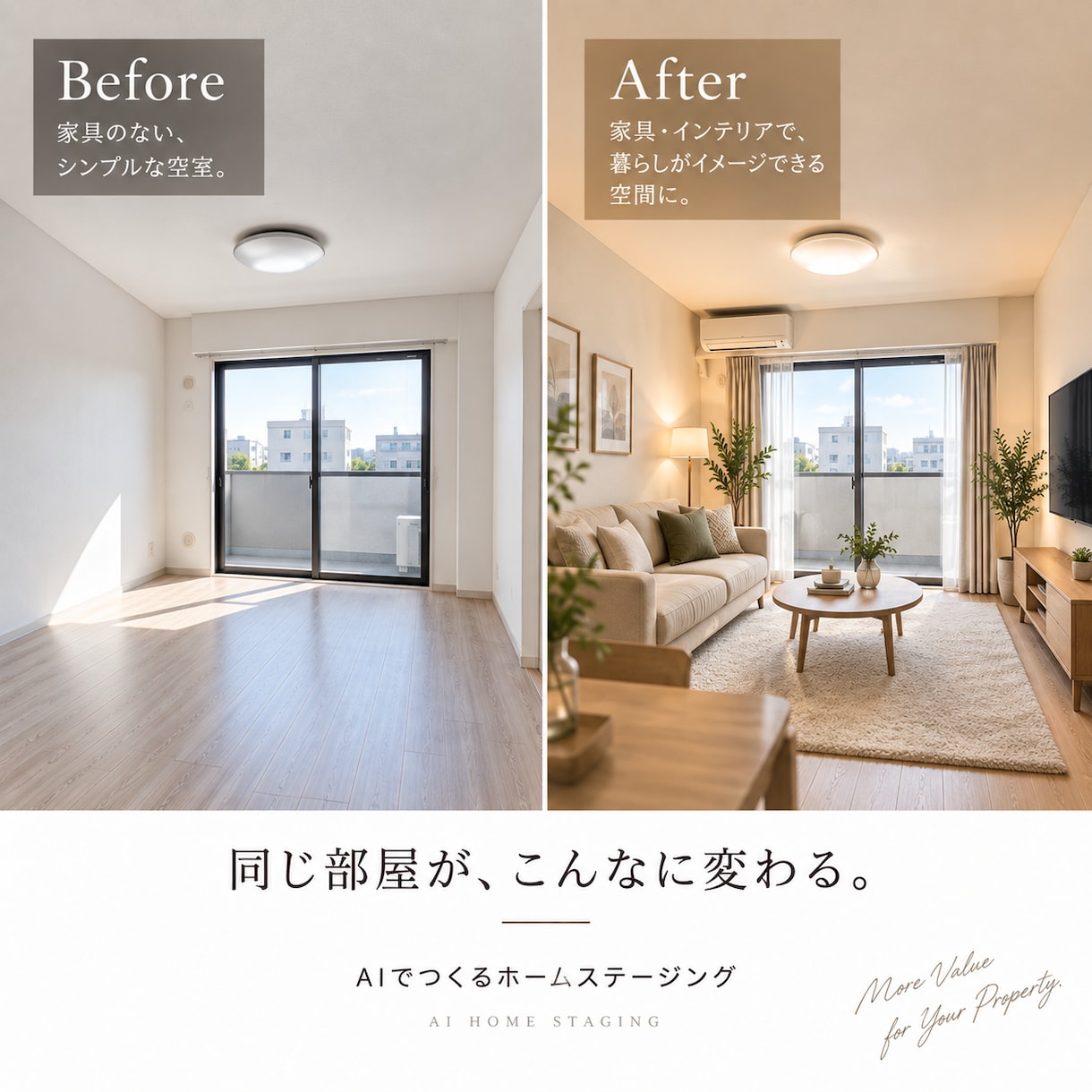 空室写真をAIでホームステージングします 暮らしが伝わる物件写真をAIで制作します イメージ2