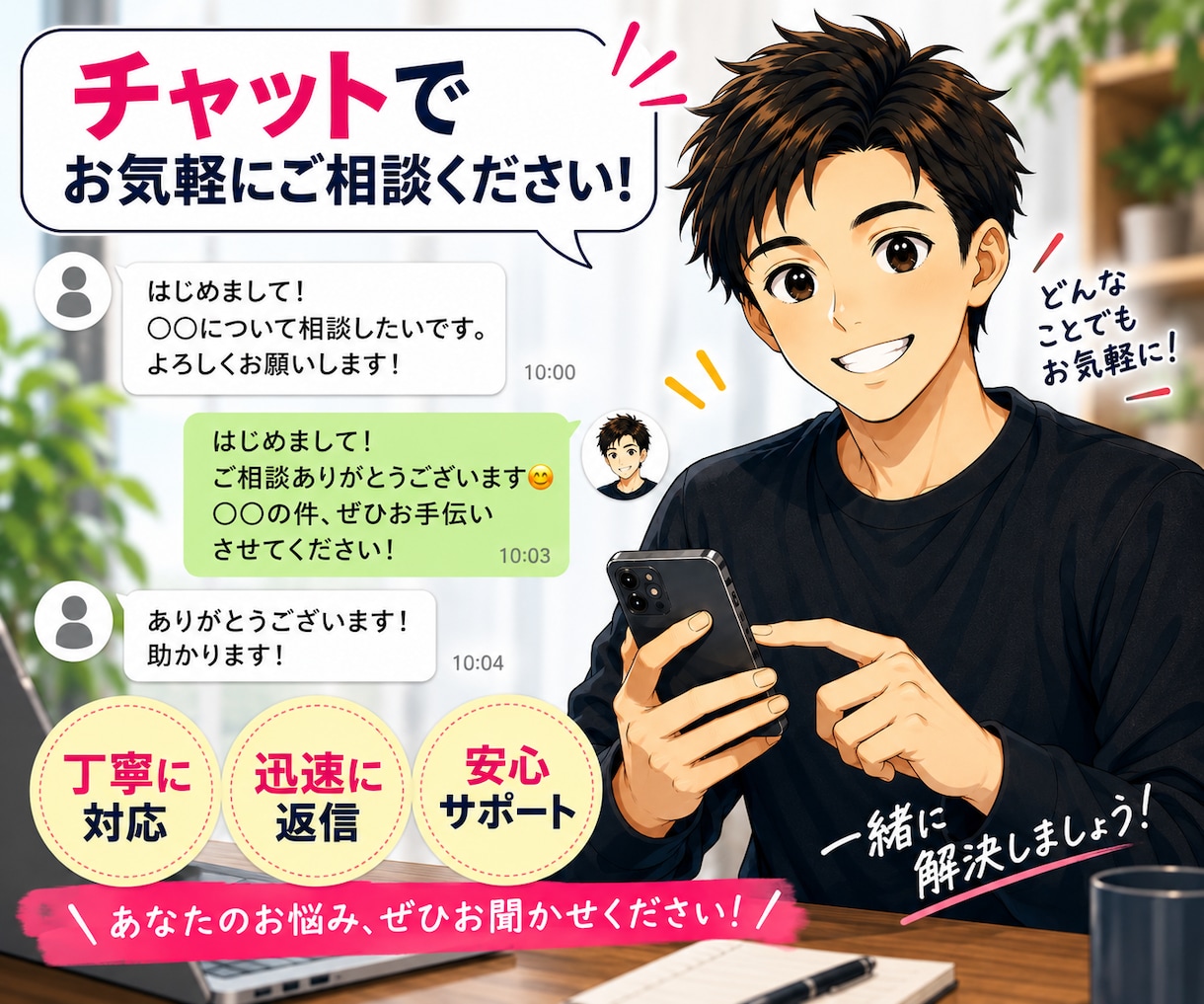 3日間チャットでお話ができます 3日間/1日5往復まで/お悩み/お話し相手/雑談/恋愛相談 イメージ2