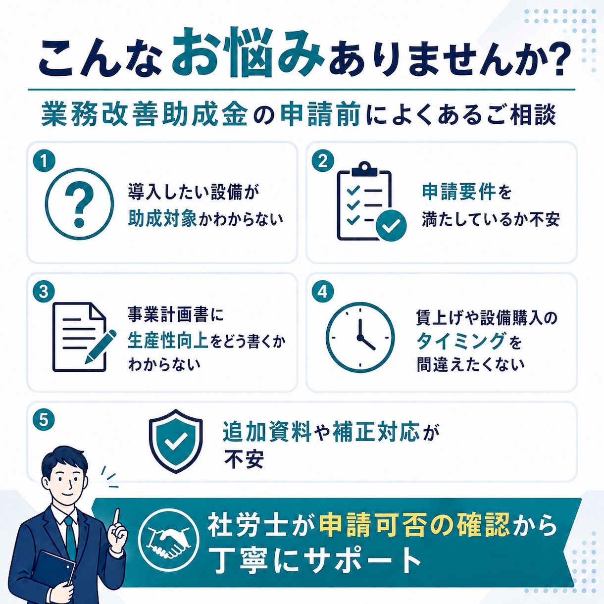 令和8年業務改善助成金申請書類を社労士が作成します 実績30件超｜社労士が申請可否の確認から事業計画までサポート イメージ2